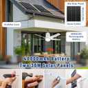 SHUNLEE Solar Outdoor Ceiling Fan Light 31.5'', 60W Solar Powered Portable Gazebo Fan With Remote and Hook, 3000K-6000K LED, 40000mAh Large Hanging Canopy Fan (31.5 inch)