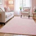 Macgace Ultra Soft Pink Area Rug for Girls Bedroom, 4x6 Modern Geometric Shag Rugs with Nonslip Backing for Living Room, Washable Fuzzy Carpet for Cozy Kids Room Nursery