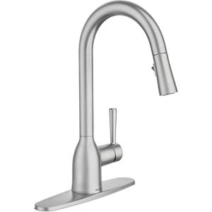 Moen Adler Spot Resist Stainless One-Handle High Arc Pulldown Kitchen Faucet with Power Clean, 87233SRS