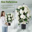 Faux Hydrangea Trees 30“ 2 Pack, Hydrangea Artificial Flower for Outdoor, UV Resistant Lifelike Potted Shrubs for Porch & Patio, Fake Plants for Wedding, Living Room Farmhouse (White)