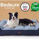 Bedsure SupportMax Orthopedic Dog Beds Large Sized Dog - Extra Thick Supportive Large Dogs Bed with Waterproof Washable Cover, L Plus Comfort Pet Sofa with Soft Sherpa and Nonskid Bottom, Blue, 38"