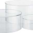Red Co. Set of 3 Sizes (6", 5", 4") Acrylic Round Cylinder Display Nesting Riser Stands with Hollow Bottoms, Crystal Clear
