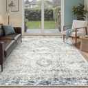 Soalmost 6x9 Area Rug for Living Room Washable 6x9 Non-Slip Modern Rugs for Bedroom Dinning Room Ultra-Thin Indoor Blue Ivory