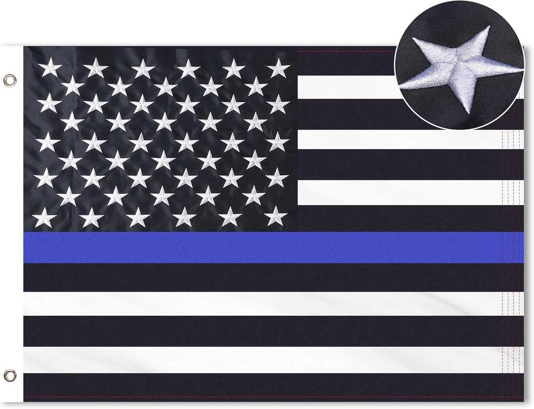 6x10 Thin Blue Line American Police Flag for Law Enforcement Officers - Embroidered Premium Polyester Outdoor Flag 6x10 Thin Blue Line American Police Flag for Law Enforcement Officers - Embroidered Premium Polyester Outdoor Flag