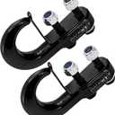 TOPZEA 2 Pack Universal Recovery Tow Hooks 10000 Lbs, Bolt-On Black Forged Steel Tow Hooks with Clip Compatible with Most Pickup Truck, SUV, Van, Towing Accessories