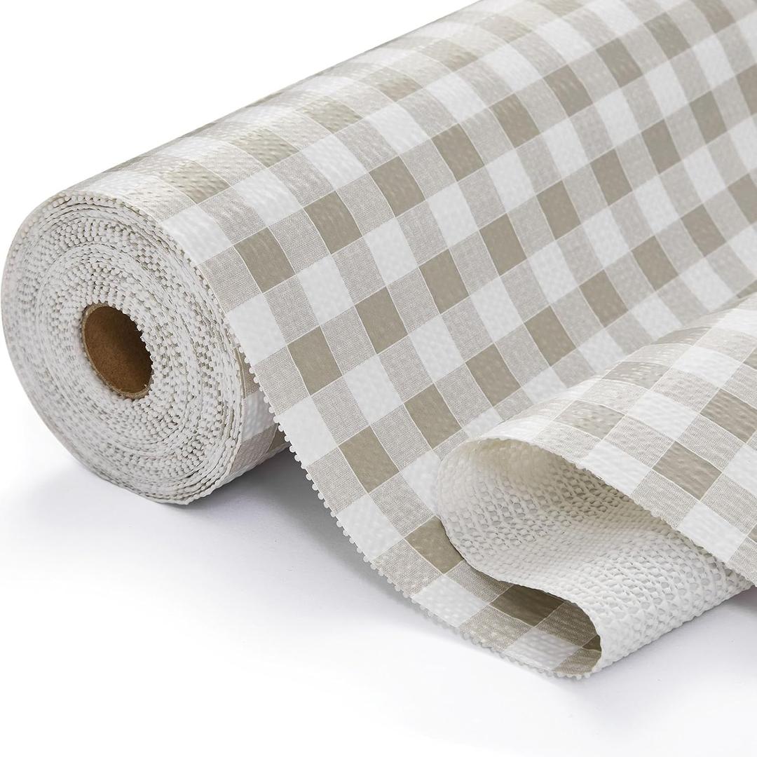 Drawer and Shelf Liner for Kitchen Cabinet Liner Non-Adhesive Non-Slip Shelf Thick Strong Grip Waterproof Contact Paper Easy to Clean for Shelves, Cupboard, Desks,Green Plaid,12IN X 10FT