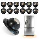 Black Stainless Steel Self Adhesive Caster Wheels - Low Profile Swivel Ball Casters, 60LBS Load Capacity Per Wheel, Universal Pulley for Furniture, Storage Bins, Trash Can, PC Case (Black-12)