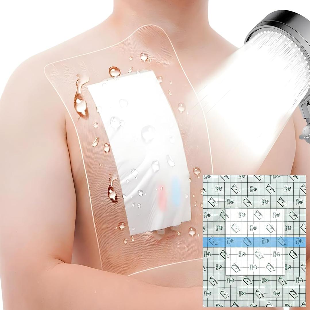 10"x12" Waterproof Shower Cover Incision Bandages for Large Wound with No Glue On The Center Adhesive Transparent Shower Protector Post Surgical Water Barrier Guard Pack of 14