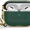 Maxjoy for AirPods Pro 2nd/1st Generation Case with Lock, Cute AirPods Pro 2 Case Lock Protective Hard AirPod Pro Cover for Women Men with Keychain for Airpod Pro (2023/2022/2019), Green/Gold