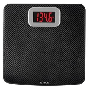 Taylor Digital Scales, 400 LB Capacity, Carbon Fiber Anti-slip Mat, 11.8 x 11.8 Inches, Black