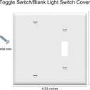 ZEFTV Toggle Switch/Blank Wall Plates 2-Gang Switch Outlet Electrical Cover Plate Unbreakable Thermoplastic Faceplate for Light Receptacle Outlet Switch, White (4 Pack)