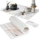 2 PCS | Large Stone Drying Mat for Kitchen Counter | Quick Dry Stone Mat with Sink Caddy | Collapsible Dish Drying Stone | Super Absorbent Stone Mat | Diatomaceous Earth Mat | 24"(L)×15"(W)