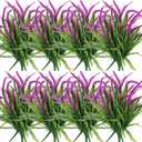 12 Pcs Artificial Flowers for Outdoor Plants Faux Plastic Plant Fake Flower UV Resistant Plants (Purple)