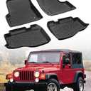 for Jeep Wrangler TJ/LJ Floor Mats 1997-2006 All Weather Protector Heavy Duty TPE Rubber Waterproof Anti-Slip Car Liners for 1998 1999 2000 2001 2002 2003 2004 2005 Jeep Wrangler TJ/LJ Accessories