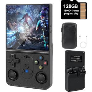 S600 Retro Handheld Game Console, 4 Inch 720p IPS Screen, 128GB with 18,000+ Pre-Installed Games, 3500mAh Battery for Long Play, Portable Linux System (Black)