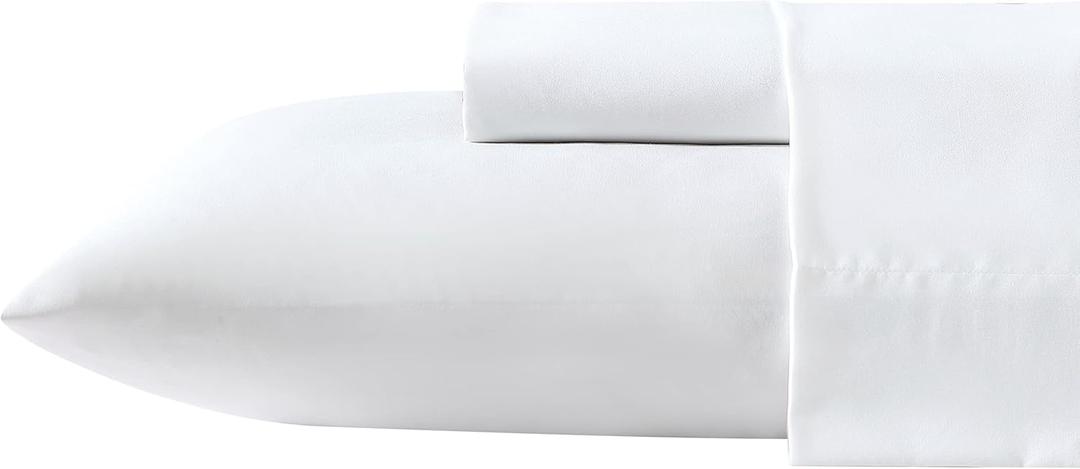 Nautica - Twin/Twin XL Bed Sheets, Deep Pocket Fitted Sheet and Pillowcase Set Elasticized, Dorm Essentials (Solid White)