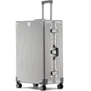 Luggage, Full Aluminum Body Suitcase, 28 Inch 100% Aluminum Hard Shell Luggage, Aluminium Large Suitcase With TSA Locks(Silver, Classic)