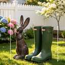 DiliComing Bunny Decor Resin Animals Statue - Garden Decorations Garden Decor for Outside Cute Cheeky Bunny Figurine Statues for Home Decor Outdoor Decor for Porch 5 4 11 Inch