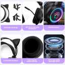 Wired Over-Ear Headphones for PS5 with Microphone + Wireless Neckband Sports Earbuds, Gaming Headset for PC/Nintendo Switch/Mobile, Great Audio Gift for Teenagers Gamers, Black Cat Ears