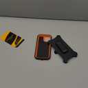 for iPhone 14 Case 6.1" Belt-Clip Kickstand with 2 Screen Protector & 2 Camera Lens Protector, Full Body Protection Heavy Duty Case Cover (Black Orange+Clip)