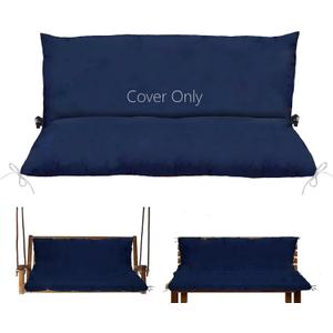 Oslimea Swing Cushion Cover Replacement 47 x 40 Outdoor Porch Swing Cushions 2-3 Seater Replacement Cover with Ties and Buckle Waterproof for Outdoor Patio Porch Swing Cushions, Blue