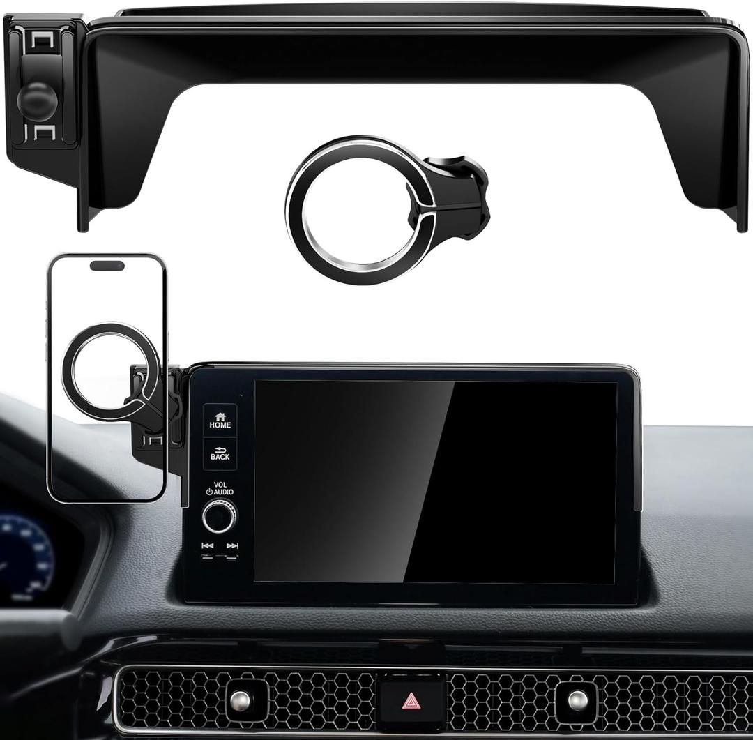 pop-tech Magnetic Phone Holder for Honda Civic 11th Gen 2022 2023 2024 2025 2026, 360 Car Screen Phone Mount Made for Civic Hatchback Sedan Touchscreen, Compatible with Magsafe iPhone Accessories