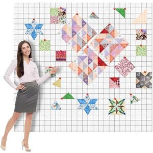 CroBlissful Quilt Design Wall 72 x 60 Inch Polyester Cotton Quilt Wall Design Board for Quilting Quilters with 2 Inch Grid Lines Portable Sewing Block Projects Fabric Supplies Holding Craft Display
