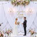 30ftx12ft White Backdrop Curtains for Wedding Parties, Wrinkle Free 6 Panels Silky Polyester 12 ft Long Photo Backdrop Drapes Back Drop Cloth Drapery for Birthday Photography Background Curtains, 5ftx12ft_6 Panels