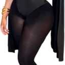 Ryehack Sexy Two Piece Outfits for Women Cap Sleeve Cowl Neck Bodysuit Top and Mesh Tights Set Jumpsuits Night Club Outfits (Black), M