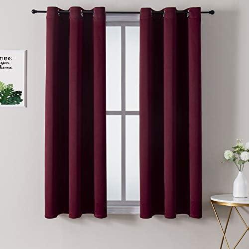 ChrisDowa Grommet Blackout Curtains for Bedroom and Living Room - 2 Panels Set Thermal Insulated Room Darkening Curtains (Burgundy Red, 52W x 45L)
