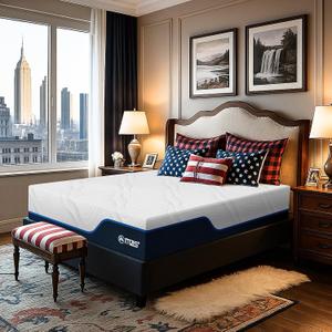 M MZG 12 Inch Queen Size Plush Hybrid Mattress, Gel-Infused Memory Foam Pillow Top & High-Density White Support Foam, Cooling & Breathable, CertiPUR-US Certified, Mattress in a Box