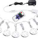 AIBOO Linkable Under Cabinet LED Lighting 12V Slim Aluminum Dimmable Puck Lights with RF Remote Control & UL Listed Plug for Display Bookshelf Lighting(8 Lights, Daylight White)