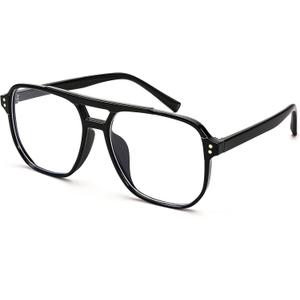 FEISEDY Blue Light Blocking Glasses Fake Nerd Clear Square Computer Lightweight Pilot Glasses Frame Oversized, Lens Width: 54 Millimeters