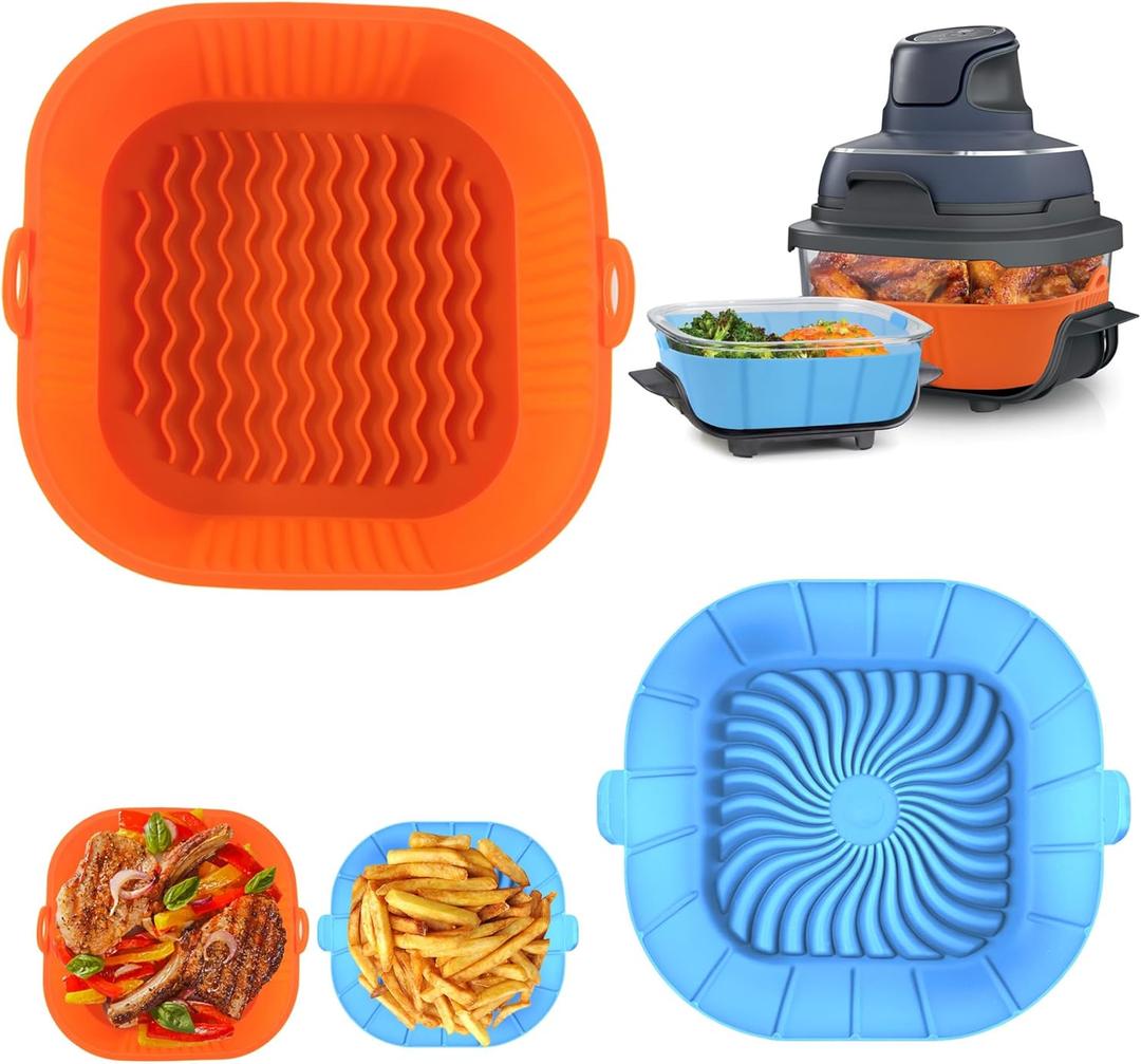 Reusable Air Fryer Liners for Ninja Crispi FN101GY, 2 Pcs Silicon Liners for Ninja Crispi 4-in-1 Portable Glass Air Fryer Cooking System, AirFryer Accessories for 4-qt & 6-cup Container