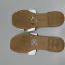 FITORY Women's Slide Sandals, Flat Fashion Square Open Toe with Cushion Slippers for Summer Beach, Size 8 (White)