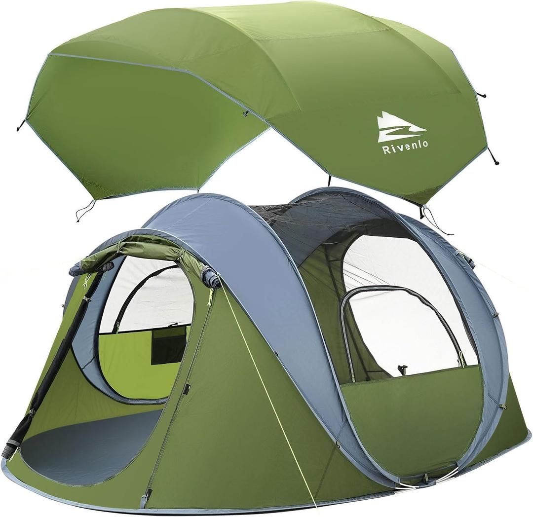 4 Person Easy Pop Up Tent, Camping Tent with Skylight and Rainfly, Waterproof, Quick Setup-Instant Tents for Camping Outdoor