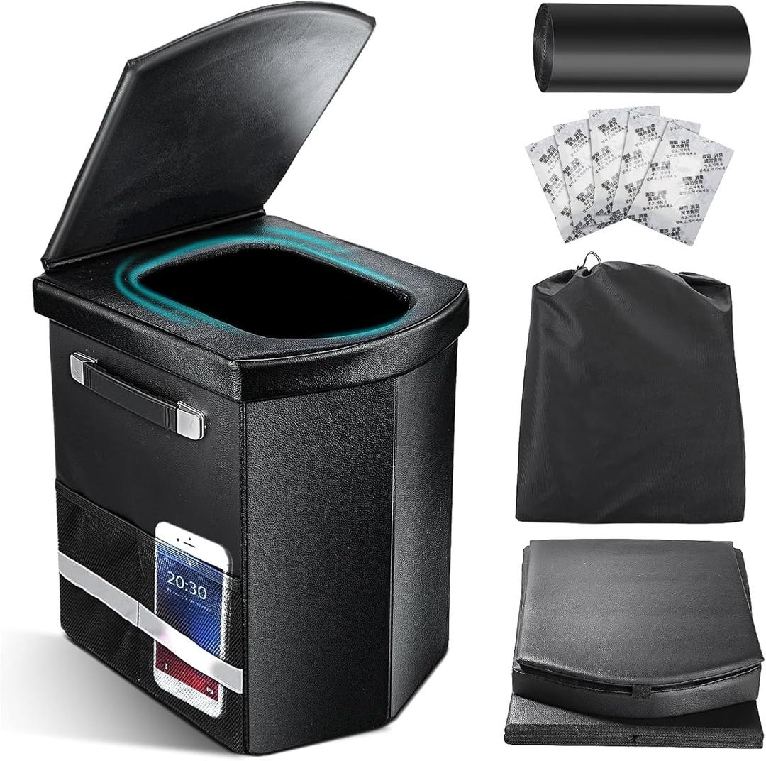 2026 Upgraded XL Portable Toilet for Adults,Tall Camping Toilet with Lid and Convenient Carry Bag, Portable Potty for Camping, Hiking, Car Travel,Truck, RV, Boating, Road Trips, Beach (Black, 16.5''H)
