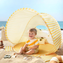 Tiny Land Baby Beach Tent – Pop Up Tent with UV Protection, Portable Baby Beach Essentials, 35.4"x27.6"x31.5" Sun Shelter for Infants, Baby Summer Outdoor Use (Pastel Yellow Stripes)