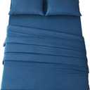 SONORO KATE Bed Sheet Set Super Soft Microfiber 1800 Thread Count Luxury Egyptian Sheets 18-Inch Deep Pocket Wrinkle -4 Piece(King, Navy Blue)