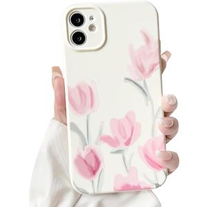 3 x NITITOP Compatible with iPhone 11 Case Cute Flower Floral Tulip Pattern for Women Girls Trendy Slim Fit TPU Bumper Silicone Shockproof Full Camera Protection Cover - Pink