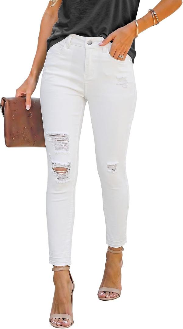 luvamia Cropped Jeans for Women Skinny Trendy High Waisted Distressed Ripped Stretchy Denim Pants Destroyed Jeggings