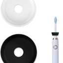 The Drip Dodger Electric Toothbrush Drip Guard (Pack of 2)  Adjustable Silicone Ring to Keep Charging Base Clean  Fits Oral-B, Sonicare & More  Dishwasher-Safe - Stops Paste & Water Mess (1 Black, 1 White)