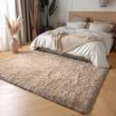 Amdrebio Beige Boho Large Fluffy Shag Area Rug 6x9 for Living Room Bedroom