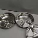 Yinder 3 Pack Stainless Steel Kids Plates with Suction Round Divided Toddler Plates 7.3 Removable Silicone Sleeves Anti Breakage Metal Toddler Bowls (Silver)