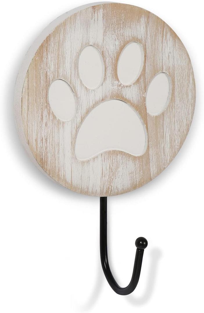 Vintage Style Dog Paw Wall Mounted Dog Leash Hooks Rustic Farmhouse Leash Holder Hook for Dog Leash on Wall