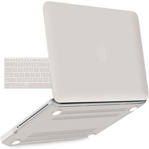 IBENZER Compatible with MacBook Pro 13 Inch case A1278 Release 2012-2008, Plastic Hard Shell Case with Keyboard Cover for Apple Old Version Mac Pro 13 with CD-ROM, Rocky Grey, P13RKGY+1