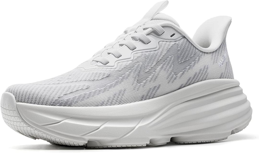 ALLSWIFIT Women's Slip On Walking Shoes Hands-Free Cushion Running Tennis ActiveSolid Non-Slip Comfortable Workout Gym Athletic Fashion Sneakers (7, White)