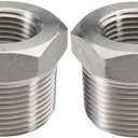 Beduan Stainless Steel Reducer Hex Bushing, 2" Male NPT to 1" Female NPT, Reducing Cast Pipe Adapter Fitting(Pack of 2)