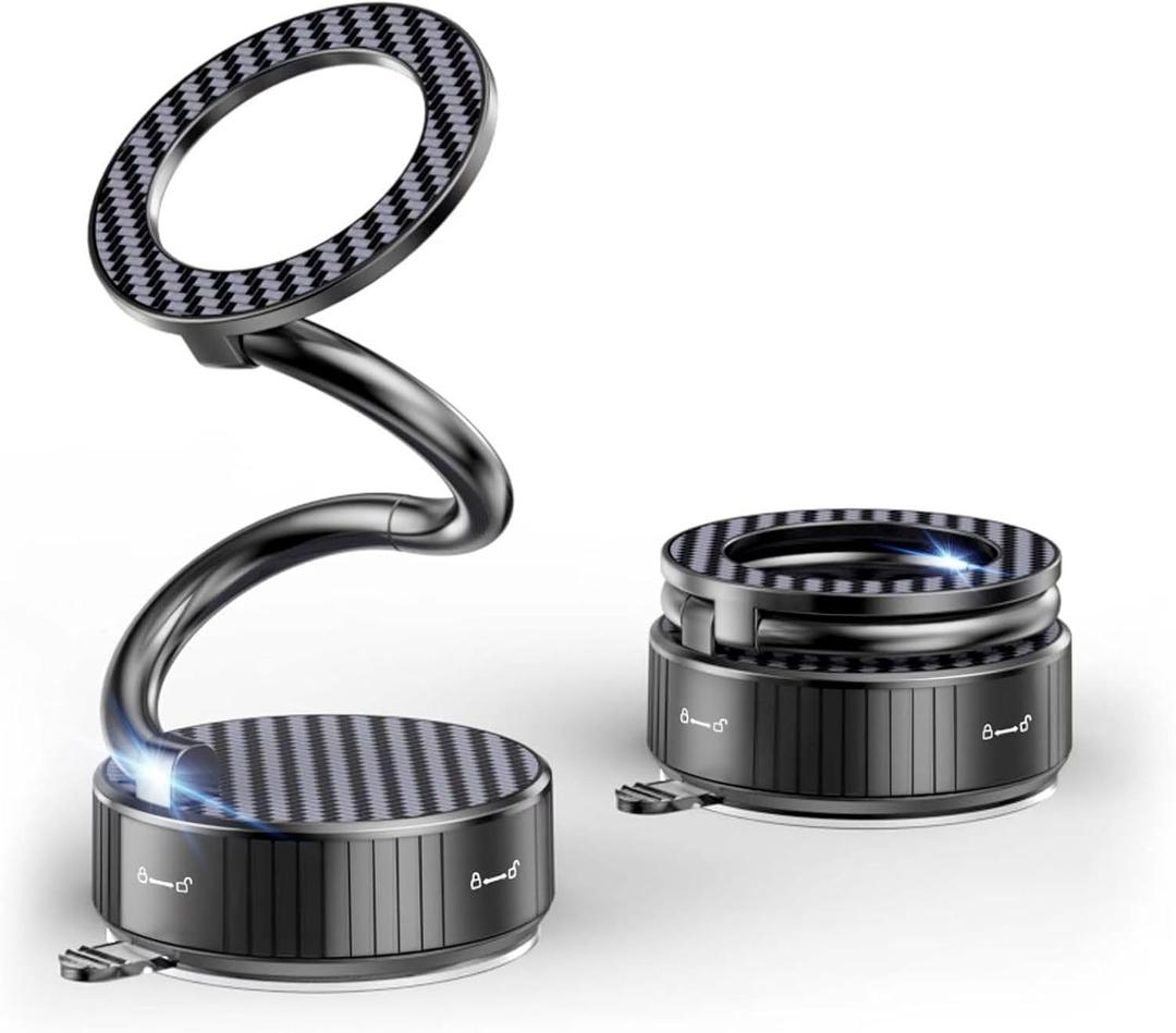 MagSafe Magnetic Phone Holder for Car, 2-in-1 Car Mount 360 Rotating Vacuum Suction Dashboard & Windshield Phone Holder, Strong N55 Mega Magnet Mount for iPhone 17/16/15/14/13/12 & All Smartphones