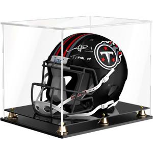 Football Helmet Display Case Full Size, Clear Acrylic Helmet Display Box Dustproof Helmet Case Display Case with Metal Bell Base for Sports Memorabilia (15 x 11.8 x 12.6 in)